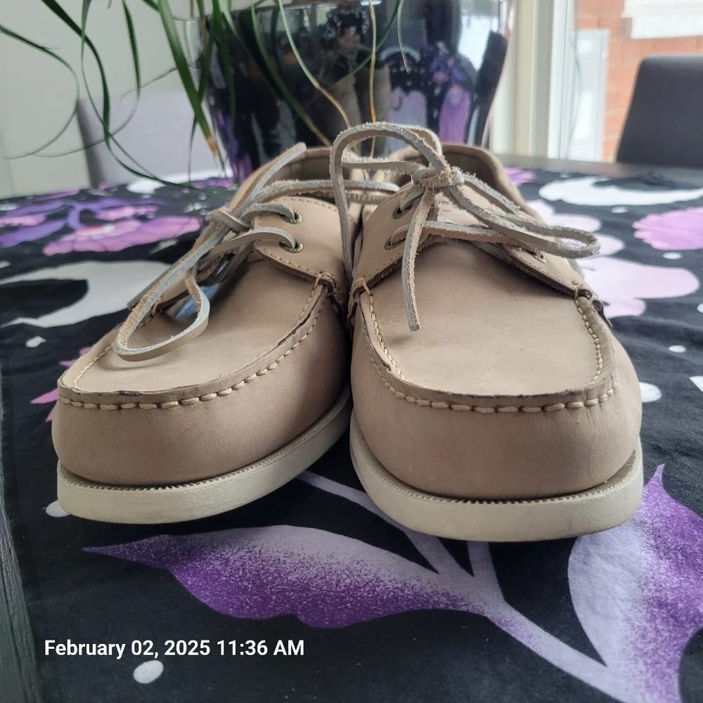 Rugged Shark Tan Leather Boat Shoes, Mens 11.5, EUC